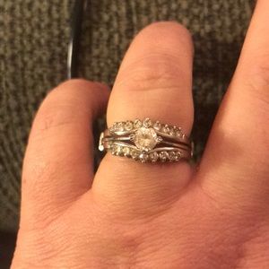 Sterling Silver CZ wedding set. Like new